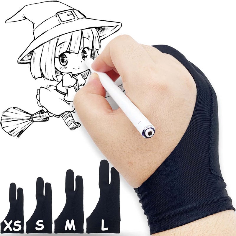 Timebetter Drawing Glove, Artist Glove for Drawing Tablet iPad, Digital Art Palm Rejection Glove, Good for Left and Right Hand â€“ M, 2 Pack - Image 1